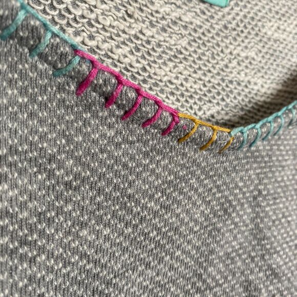 Judith March Poncho Blouse Fringe Trim Embroidered Tropical Birds Womens M - Picture 5 of 11